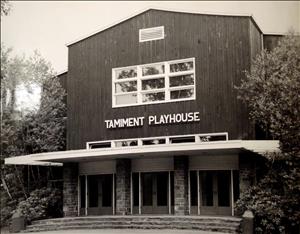 The facade of a theater with the words Tamiment Playhouse above the doors. 